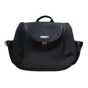 STORKSAK Poppy Lux Convertible Diaper Bag Backpack Black Rose Gold